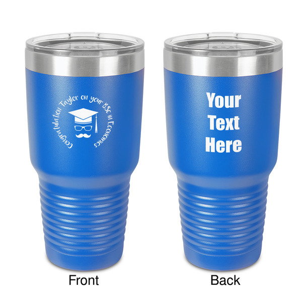 Custom Hipster Graduate 30 oz Stainless Steel Tumbler - Royal Blue - Double-Sided (Personalized)