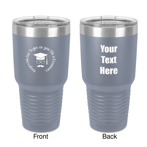 Custom Hipster Graduate 30 oz Stainless Steel Tumbler - Grey - Double-Sided (Personalized)