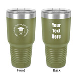 Hipster Graduate 30 oz Stainless Steel Tumbler - Olive - Double-Sided (Personalized)