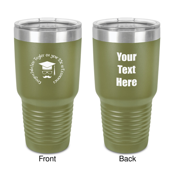 Custom Hipster Graduate 30 oz Stainless Steel Tumbler - Olive - Double-Sided (Personalized)