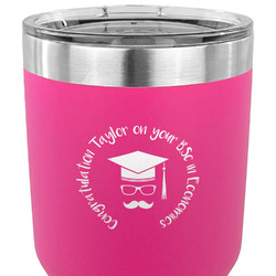 Hipster Graduate 30 oz Stainless Steel Tumbler - Pink - Double Sided (Personalized)