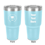 Hipster Graduate 30 oz Stainless Steel Tumbler - Teal - Double-Sided (Personalized)