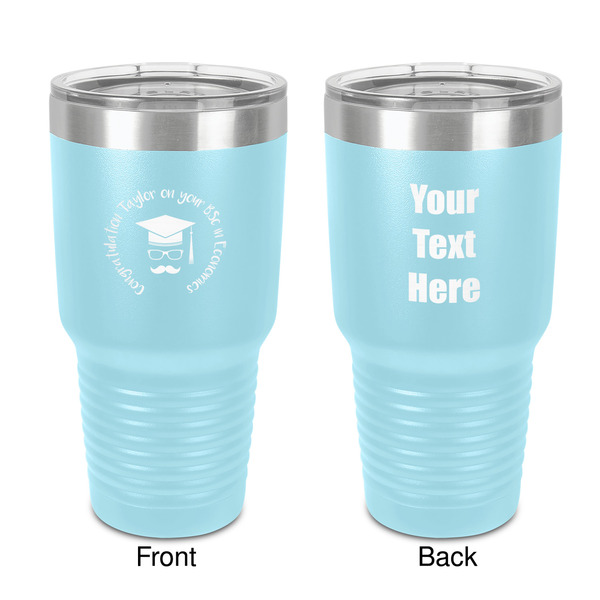 Custom Hipster Graduate 30 oz Stainless Steel Tumbler - Teal - Double-Sided (Personalized)