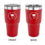 Hipster Graduate 30 oz Stainless Steel Tumbler - Red - Double Sided (Personalized)