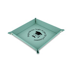 Hipster Graduate Faux Leather Dice Tray - 6" x 6" - Teal (Personalized)