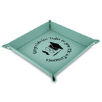 Hipster Graduate Faux Leather Dice Tray - 9" x 9"  - Teal (Personalized)