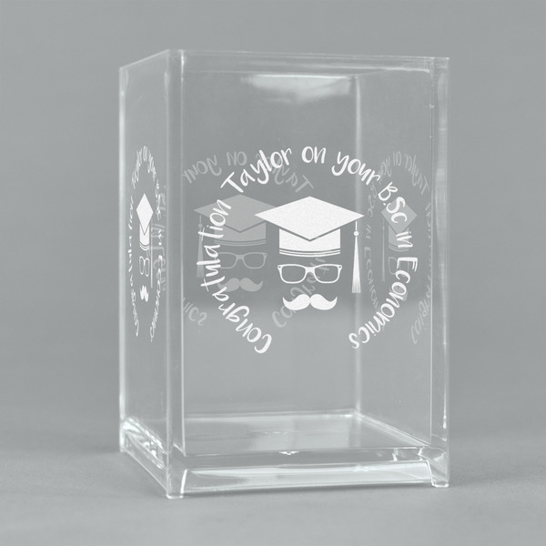 Custom Hipster Graduate Acrylic Pen Holder (Personalized)