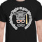 Hipster Graduate Black Crew T-Shirt on Model - CloseUp