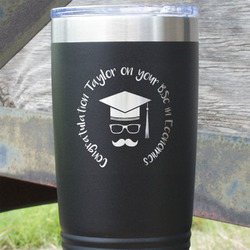 Hipster Graduate 20 oz Stainless Steel Tumbler - Black - Double Sided (Personalized)