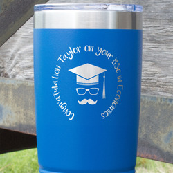 Hipster Graduate 20 oz Stainless Steel Tumbler - Royal Blue - Single Sided (Personalized)