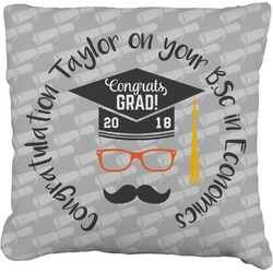 Hipster Graduate Faux-Linen Throw Pillow (Personalized)