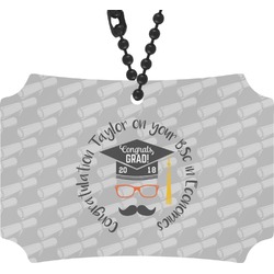 Hipster Graduate Rear View Mirror Ornament (Personalized)