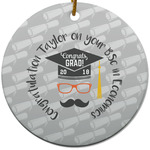 Hipster Graduate Round Ceramic Ornament w/ Name or Text