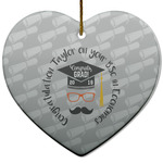 Hipster Graduate Heart Ceramic Ornament w/ Name or Text