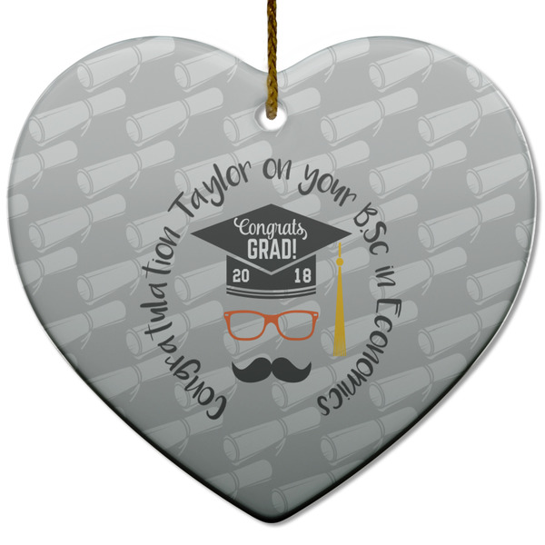 Custom Hipster Graduate Heart Ceramic Ornament w/ Name or Text