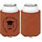 Hipster Graduate Cognac Leatherette Can Sleeve - Single Sided Front and Back