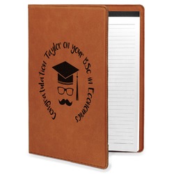 Hipster Graduate Leatherette Portfolio with Notepad - Large - Double Sided (Personalized)