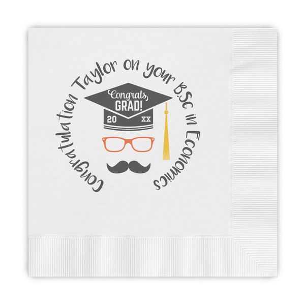 Custom Hipster Graduate Embossed Decorative Napkins (Personalized)