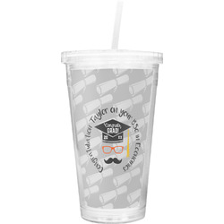 Hipster Graduate Double Wall Tumbler with Straw (Personalized)