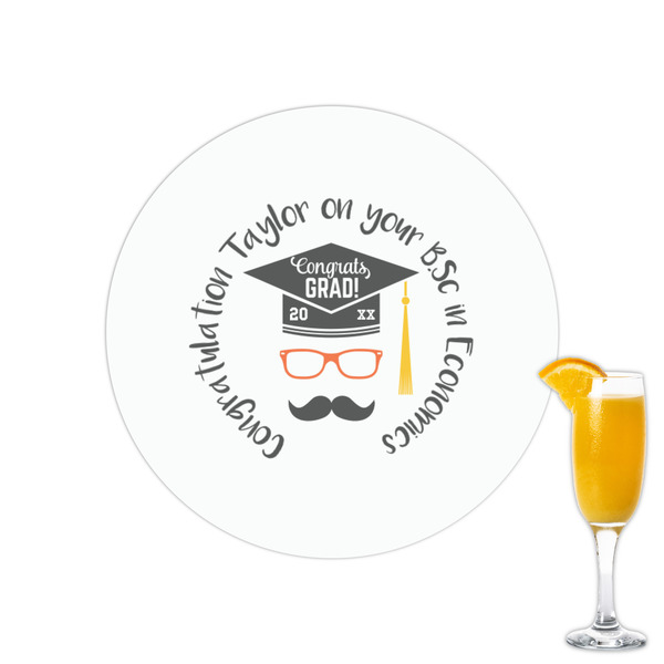 Custom Hipster Graduate Printed Drink Topper - 2.15" (Personalized)