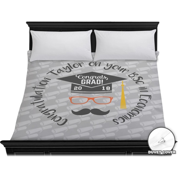 Custom Hipster Graduate Duvet Cover - King (Personalized)