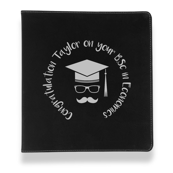 Custom Hipster Graduate Leather Binder - 1" - Black (Personalized)