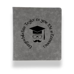 Hipster Graduate Leather Binder - 1" - Grey (Personalized)