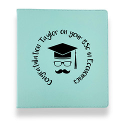 Hipster Graduate Leather Binder - 1" - Teal (Personalized)