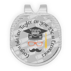 Hipster Graduate Golf Ball Marker - Hat Clip - Silver