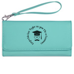 Hipster Graduate Ladies Leatherette Wallet - Laser Engraved- Teal (Personalized)