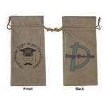 Hipster Graduate Large Burlap Gift Bag - Front & Back (Personalized)