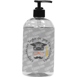 Hipster Graduate Plastic Soap / Lotion Dispenser (16 oz - Large - Black) (Personalized)