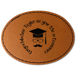 Hipster Graduate Faux Leather Iron On Patch - Oval (Personalized)