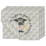 Hipster Graduate Double-Sided Linen Placemat - Set of 4 w/ Name or Text