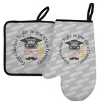 Hipster Graduate Left Oven Mitt & Pot Holder Set w/ Name or Text