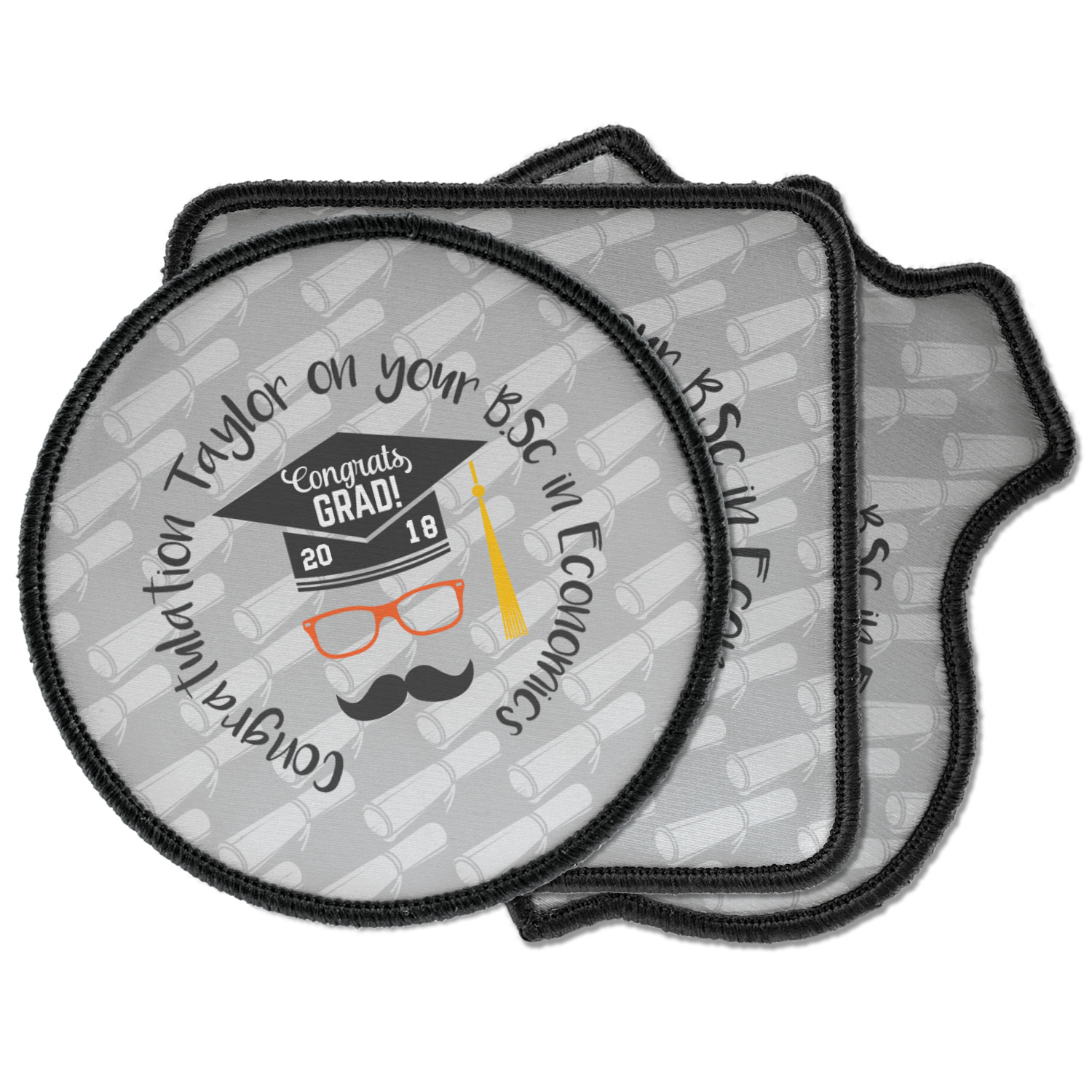 Custom Hipster Graduate Iron on Patches (Personalized)