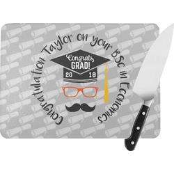 Hipster Graduate Rectangular Glass Cutting Board - Large - 15.25"x11.25" w/ Name or Text