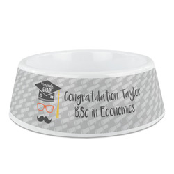 Hipster Graduate Plastic Dog Bowl - Medium (Personalized)