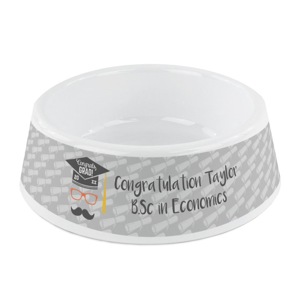 Custom Hipster Graduate Plastic Dog Bowl - Small (Personalized)