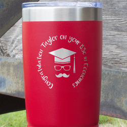 Hipster Graduate 20 oz Stainless Steel Tumbler - Red - Single Sided (Personalized)