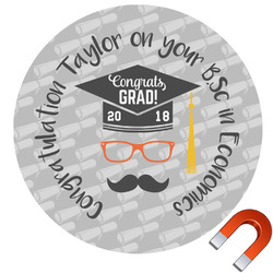 Hipster Graduate Round Car Magnet - 10" (Personalized)