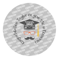 Hipster Graduate Round Decal - Large (Personalized)
