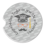 Hipster Graduate Sandstone Car Coaster - Single (Personalized)