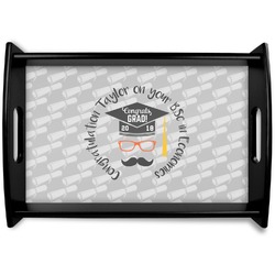 Hipster Graduate Black Wooden Tray - Small (Personalized)
