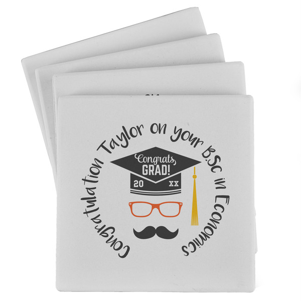 Custom Hipster Graduate Absorbent Stone Coasters - Set of 4 (Personalized)