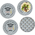 Hipster Graduate Set of 4 Glass Lunch / Dinner Plate 10" (Personalized)