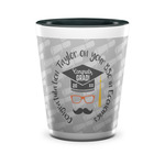 Hipster Graduate Ceramic Shot Glass - 1.5 oz - Two Tone - Set of 4 (Personalized)