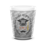 Hipster Graduate Ceramic Shot Glass - 1.5 oz - White - Set of 4 (Personalized)