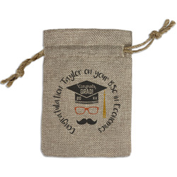 Hipster Graduate Small Burlap Gift Bag - Front (Personalized)