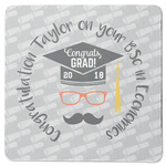 Hipster Graduate Square Rubber Backed Coaster (Personalized)